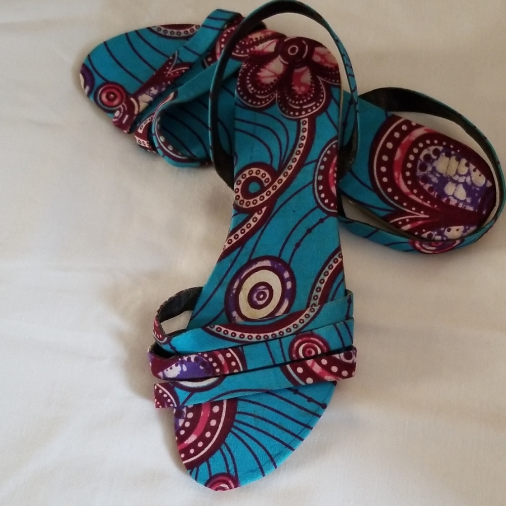 African hand made fabric slipprrs - Picture 5 of 5